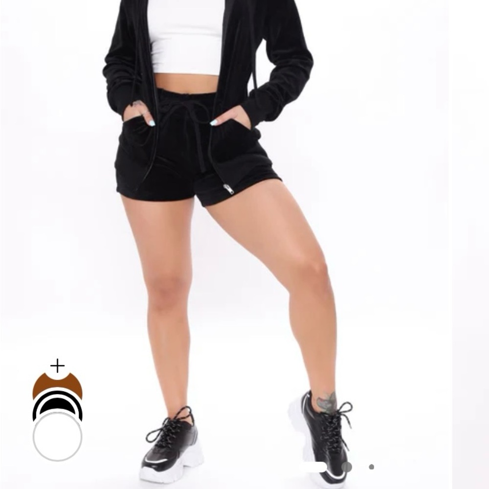 Black Women's velour short set